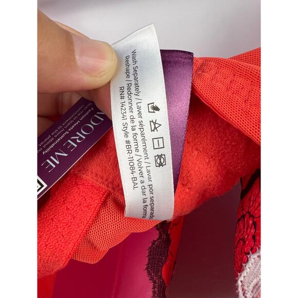 Adore Me Lace Underwire Bra Red Pink Floral Full Coverage 44DDD Lingerie Bold - Picture 9 of 10